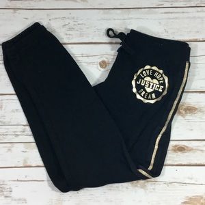 Justice Girls Black and gold Active Jogging Pants